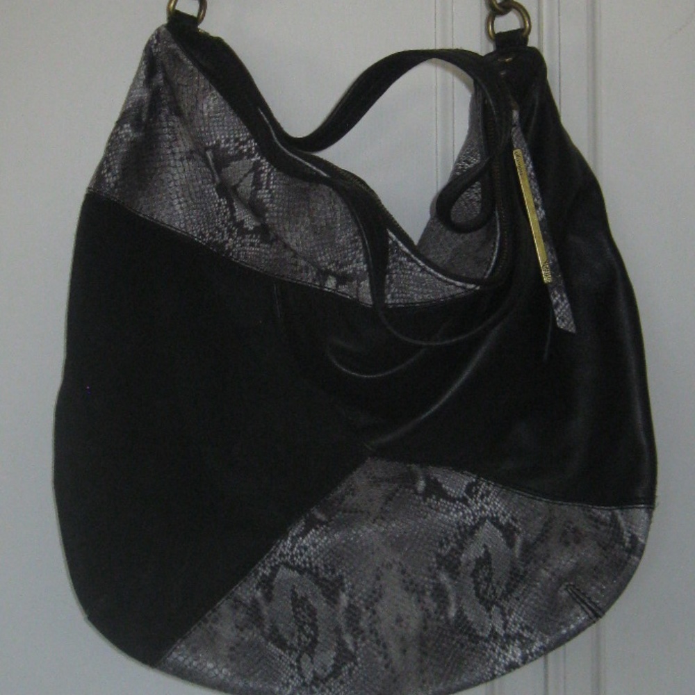 Ella Moss Wildside Leather "Python" Tote, Blk/Gra… - image 3